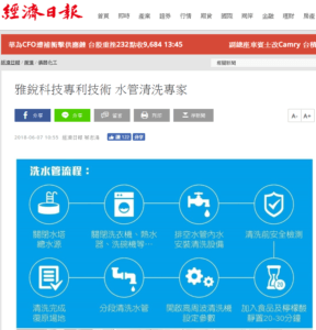 經濟日報專欄雅銳科技清洗水管專家
